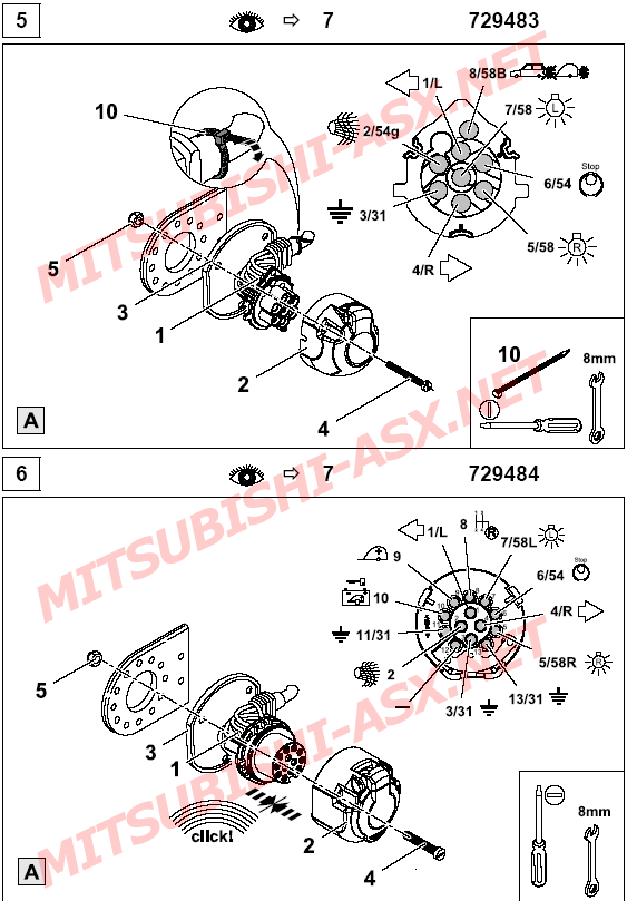 Подключение розетки 7 PIN Mitsubishi ASX