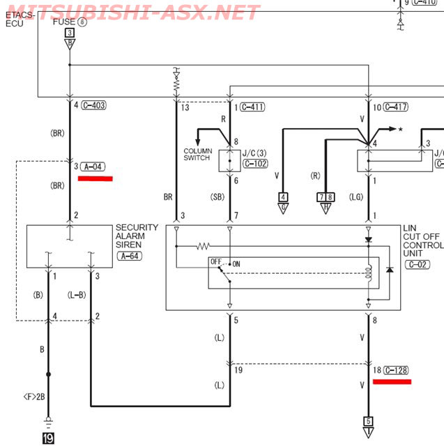 Установка датчика уровня омывайки Mitsubishi ASX